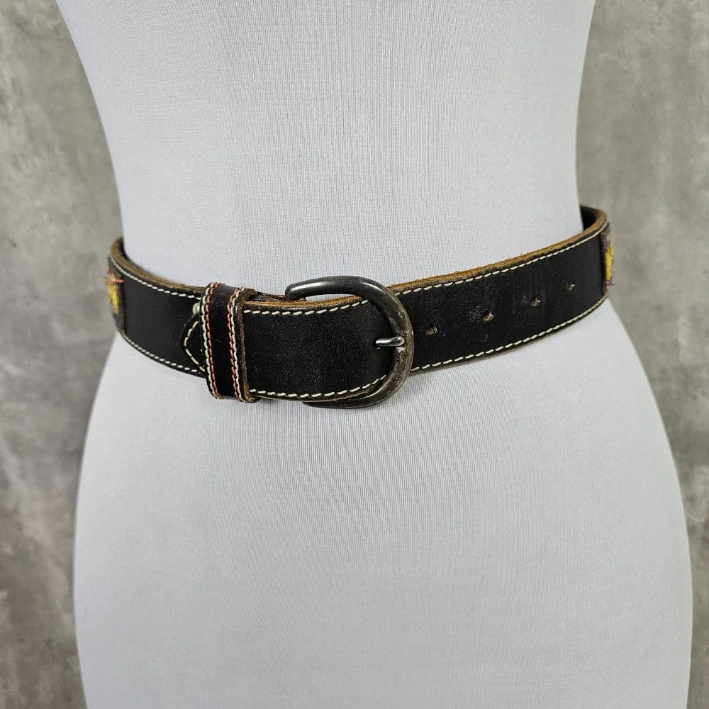 Gap Womens M Leather Belt Western Style Colorful Accents‎ Fashion Belt Boho Belt